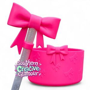 Malibu Pink 3D Bow Silicone 10mm Straw Topper & Tumbler Boot Set